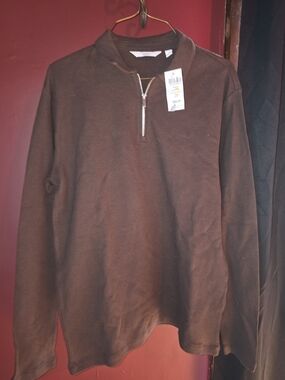 Brown Half-Zip Pullover Polo